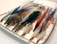 box of fly fishing flies